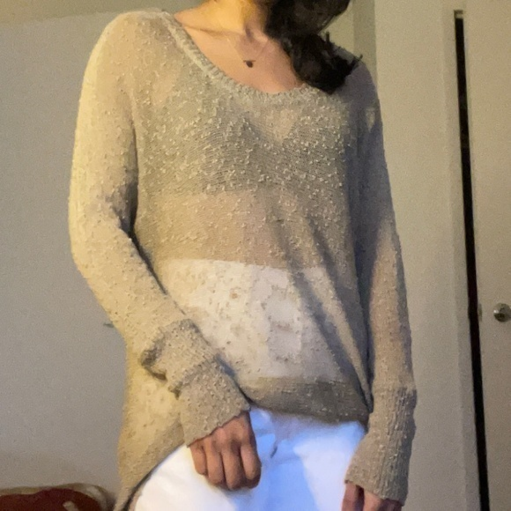 Millau Crochet Knit Tunic Beige Boho Style Sleeveless Top